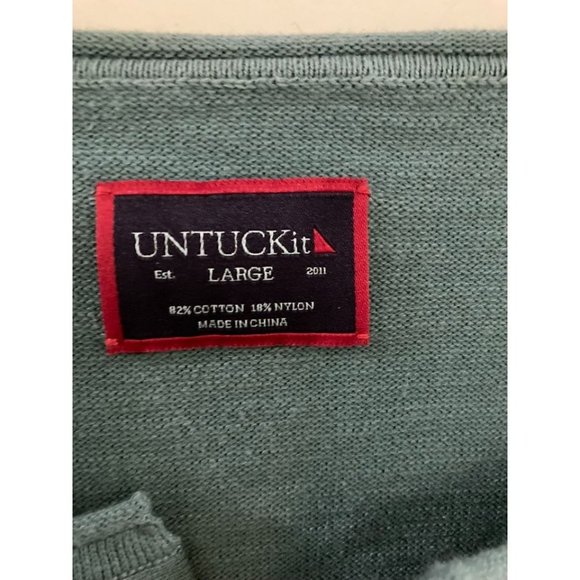 UNTUCKIT Paulson Henley Green Sweater. Size L - Picture 2 of 6